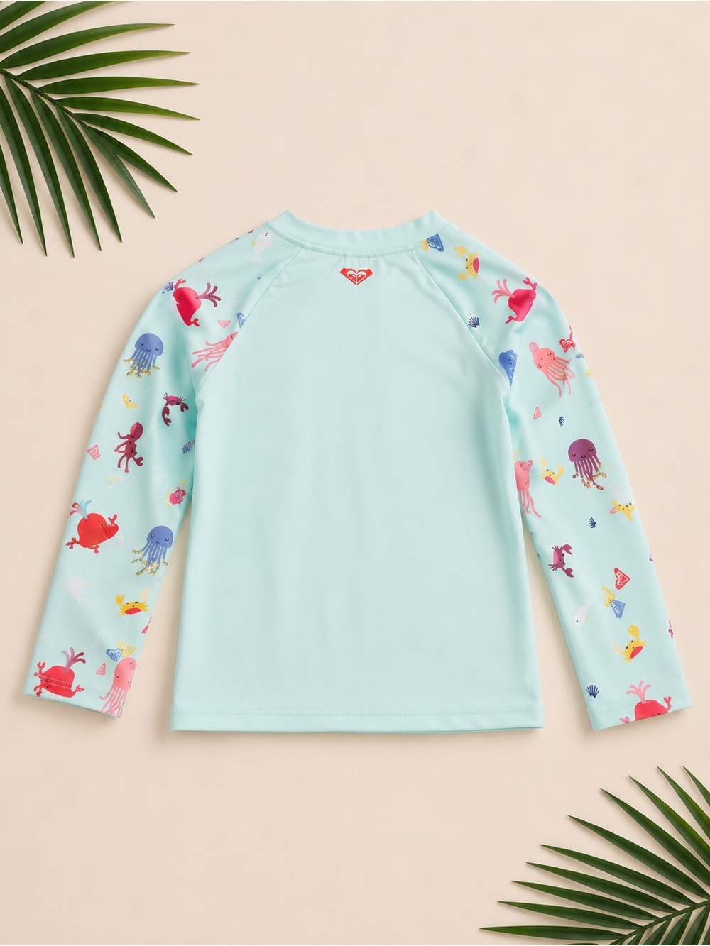 Roxy Toddler Girls' Mint Zip Front Rashguard with Ocean Print Sleeves - Picture 5 of 5